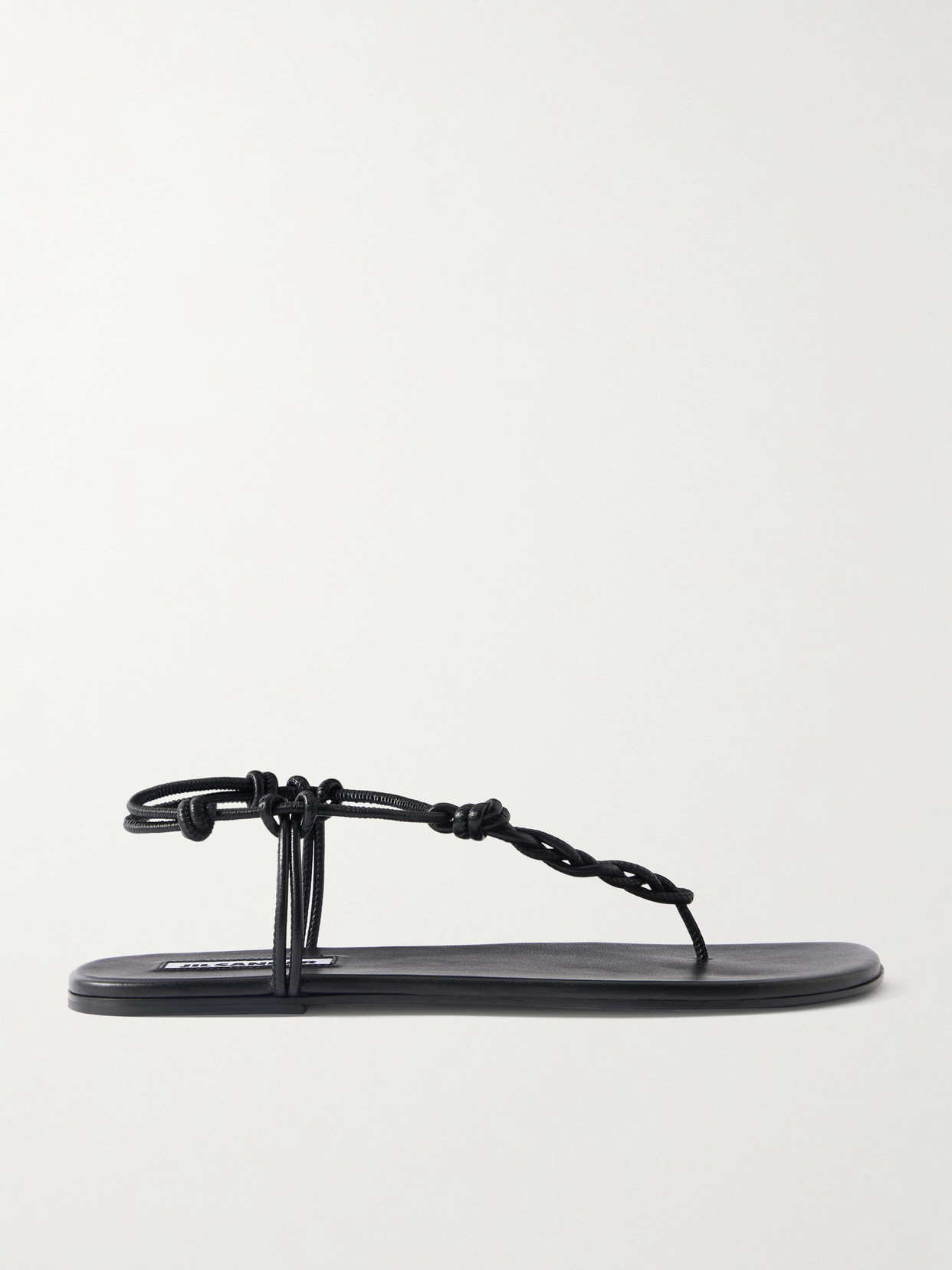 Jil Sander Braided Leather Sandals In Black