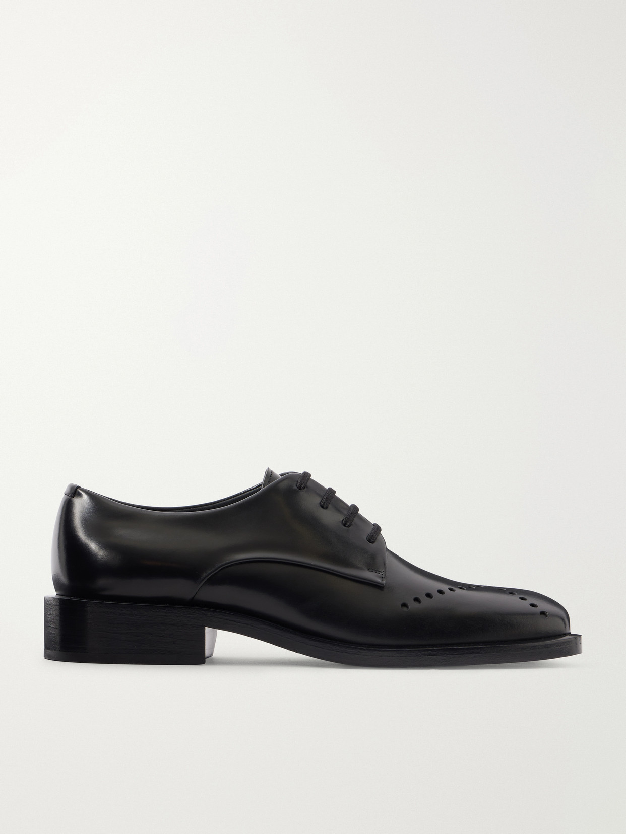 Jil Sander Perforated Leather Brogues In Black