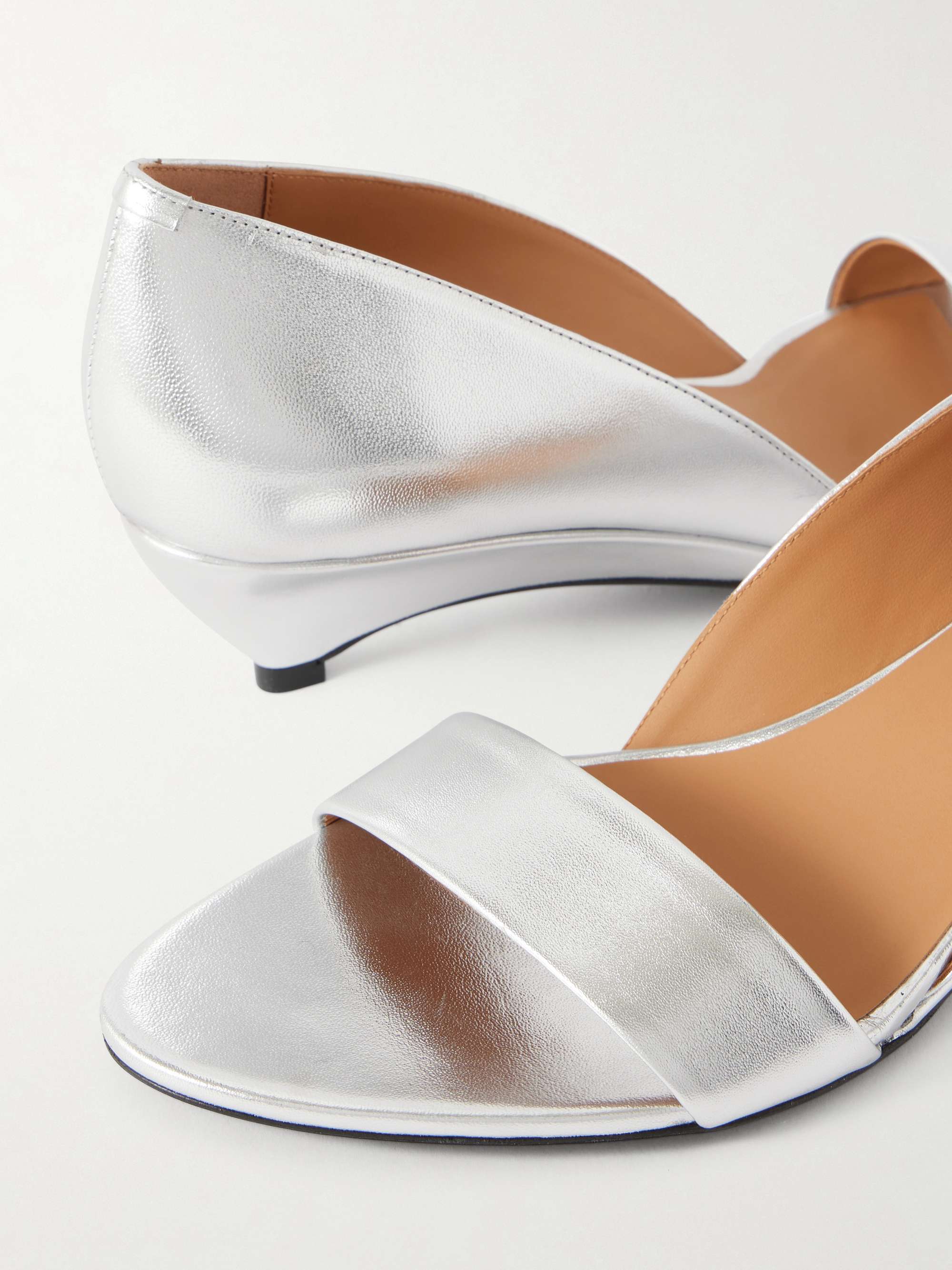 JIL SANDER Metallic leather wedge sandals | NET-A-PORTER