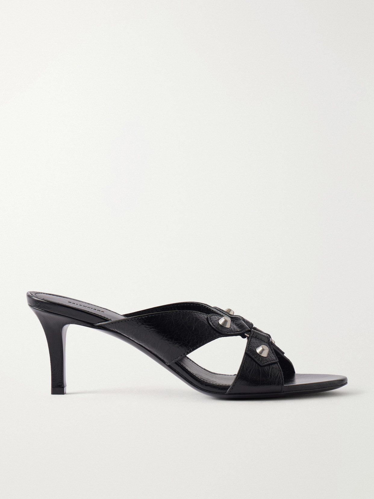 Balenciaga - City Embellished Crinkled-leather Sandals - Black