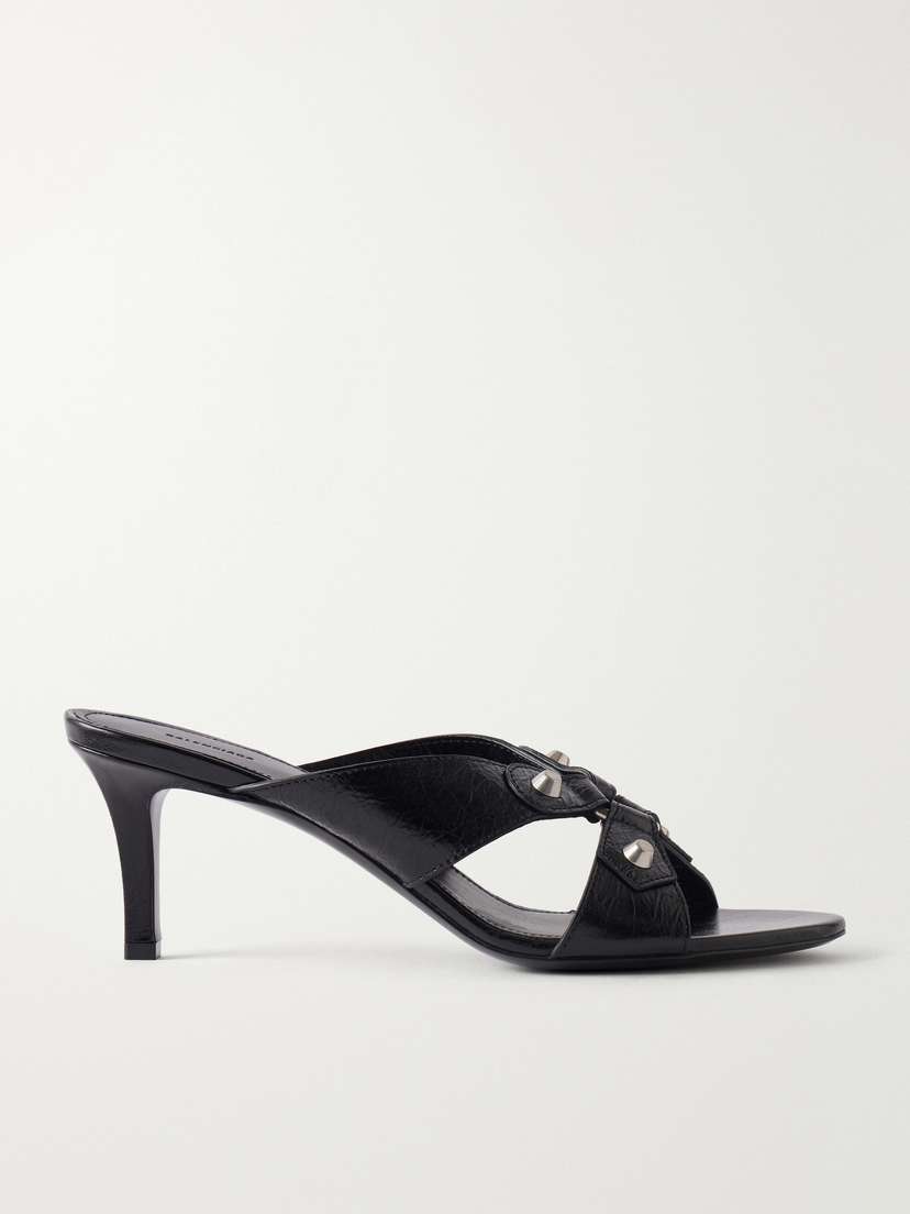 Balenciaga City Embellished Crinkled-leather Sandals