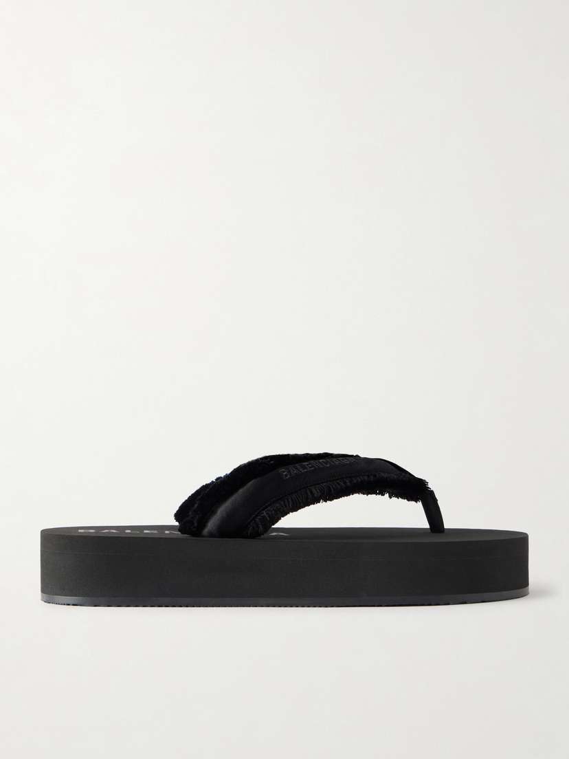 Balenciaga Jet Lag Frayed Satin Thong Sandals