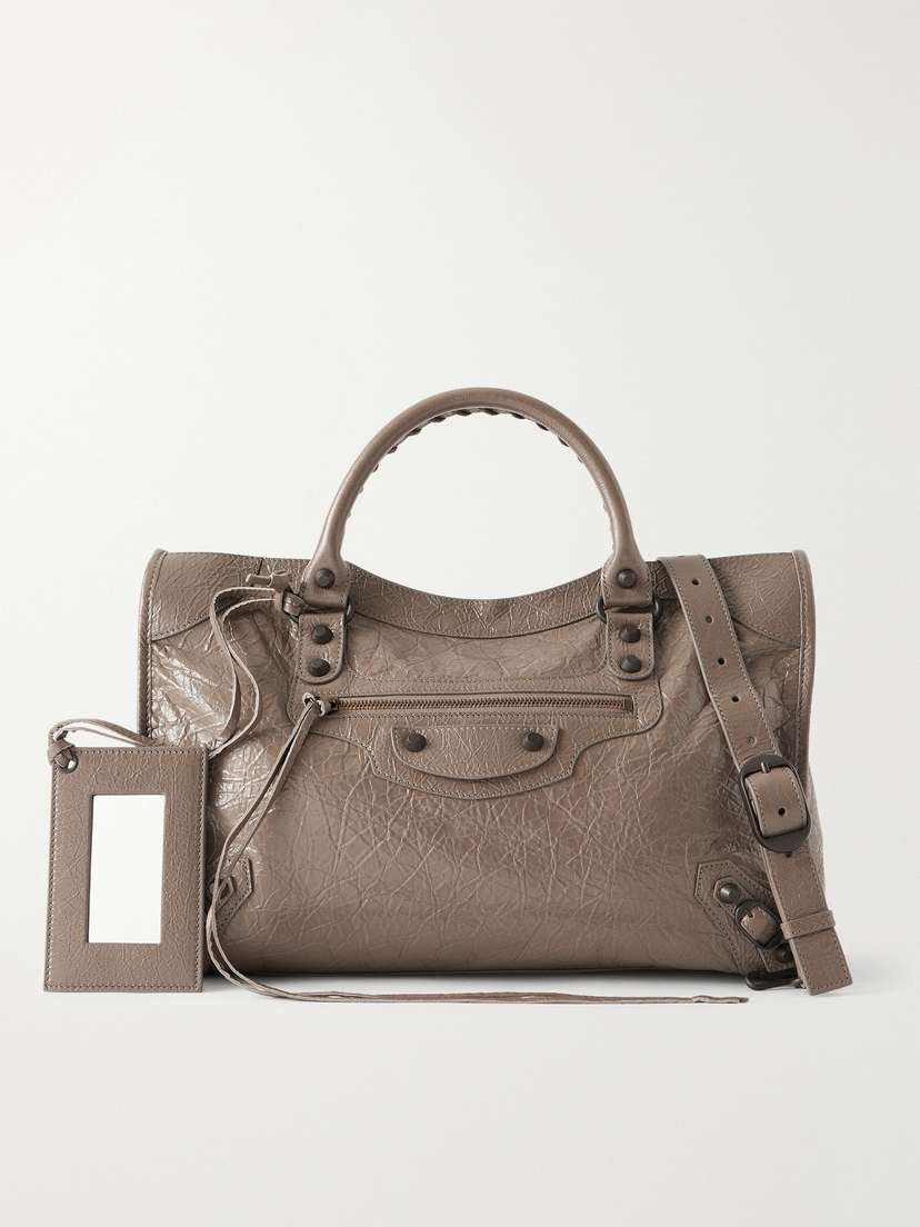 Balenciaga Le City Crinkled-leather Shoulder Bag