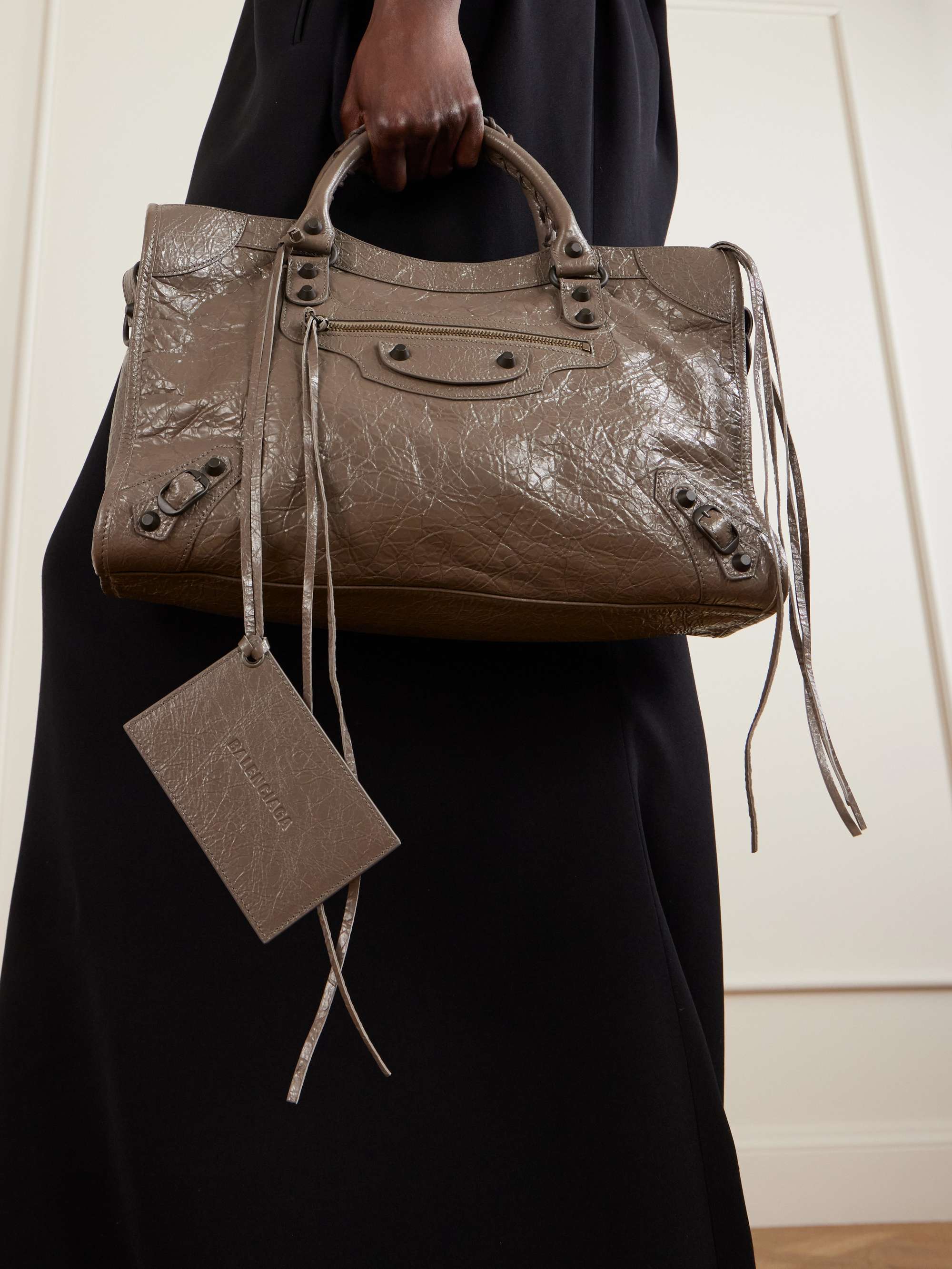 BALENCIAGA Le City crinkled-leather shoulder bag | NET-A-PORTER