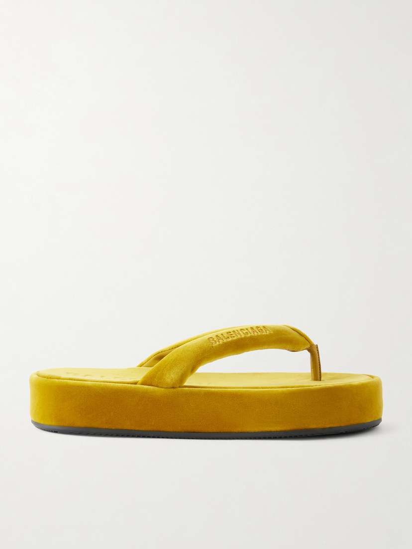 Balenciaga Jet Lag Thong Velvet Sandals