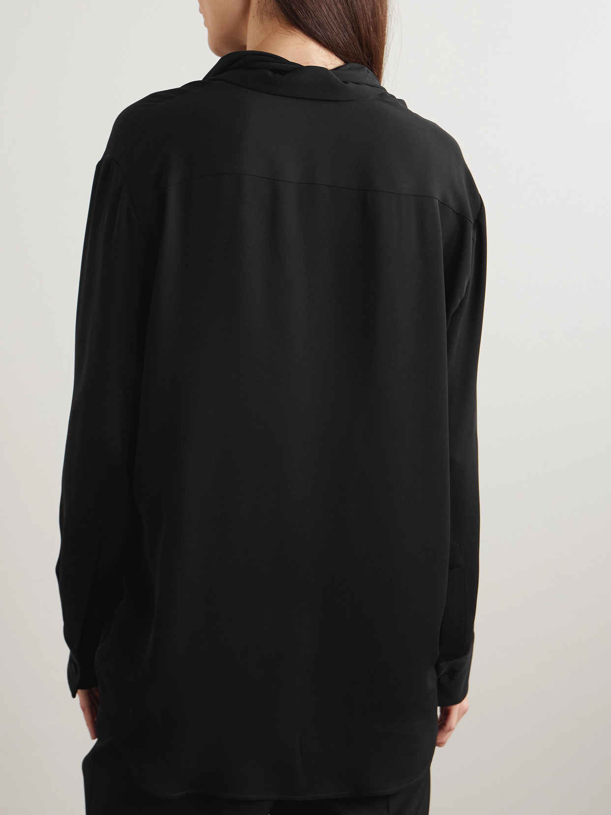 Scarf-Detailed Silk-Georgette Shirt