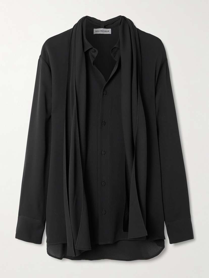Balenciaga Scarf-detailed Silk-georgette Shirt
