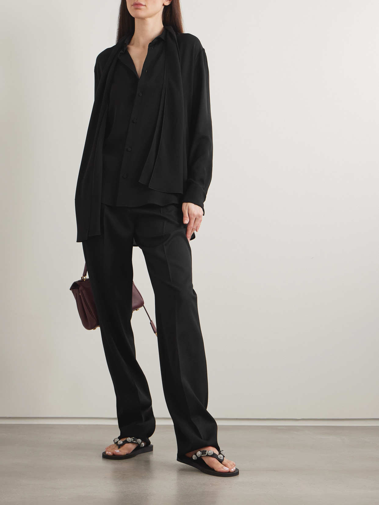 Scarf-Detailed Silk-Georgette Shirt