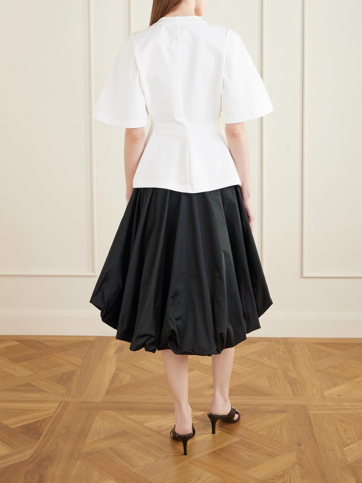 Shaped Flared Cotton-Jersey T-Shirt