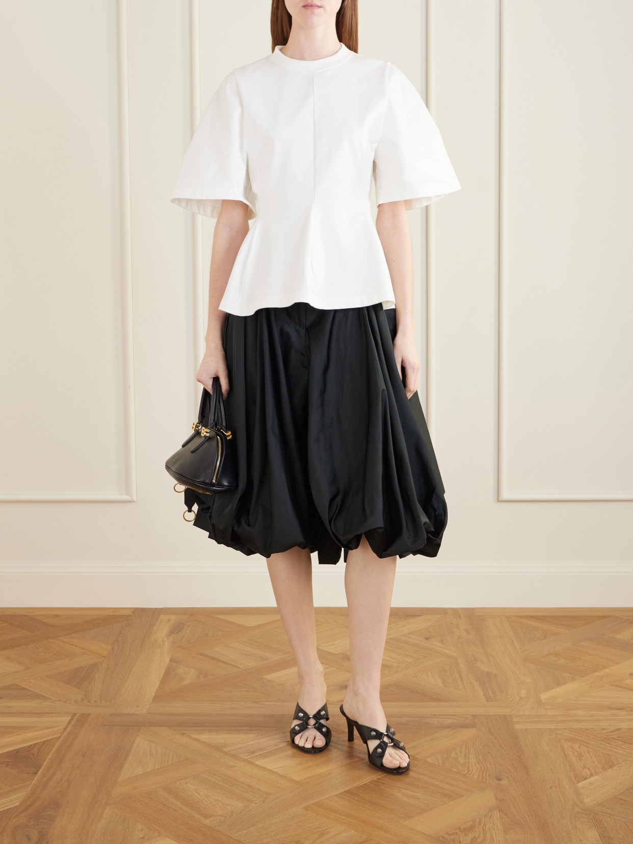 Shaped Flared Cotton-Jersey T-Shirt
