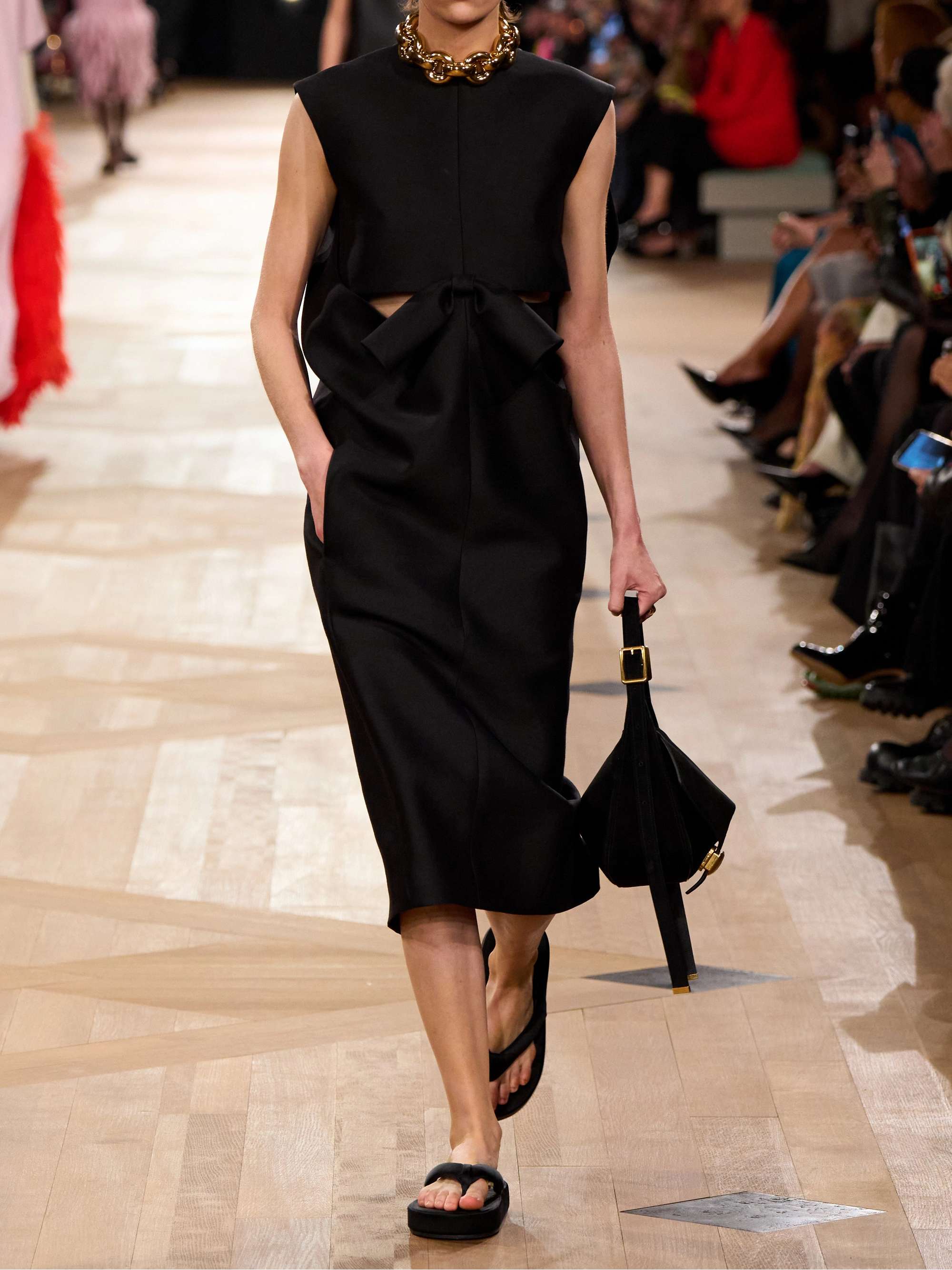 Cutout draped wool and silk-blend midi dress - black - FR 34