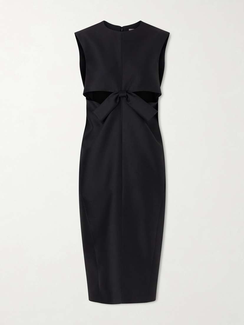 Balenciaga Cutout Draped Wool And Silk-blend Midi Dress
