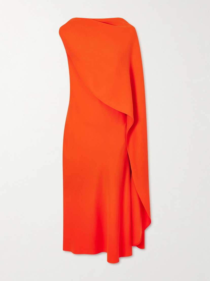 Balenciaga Cape-effect Draped Wool And Silk-blend Crepe Midi Dress