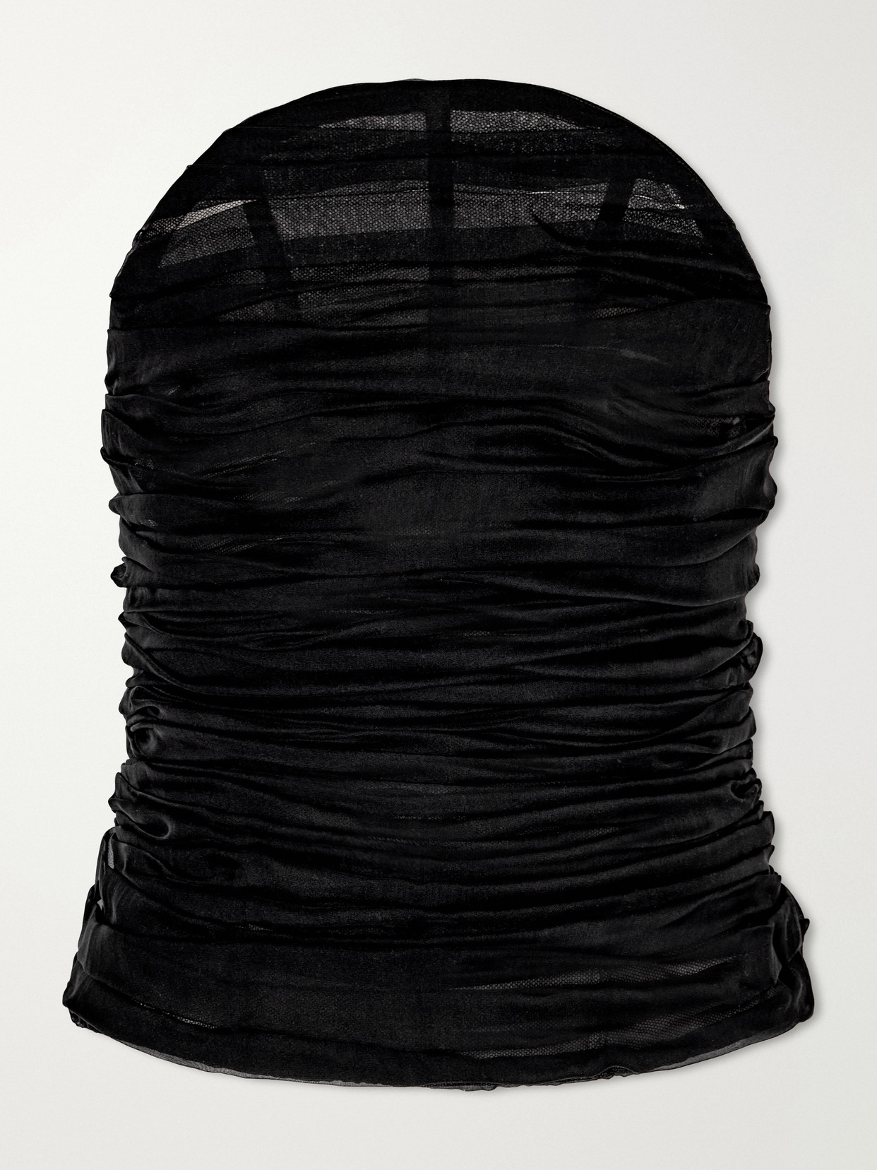 Ruched Silk-Chiffon Bustier Top