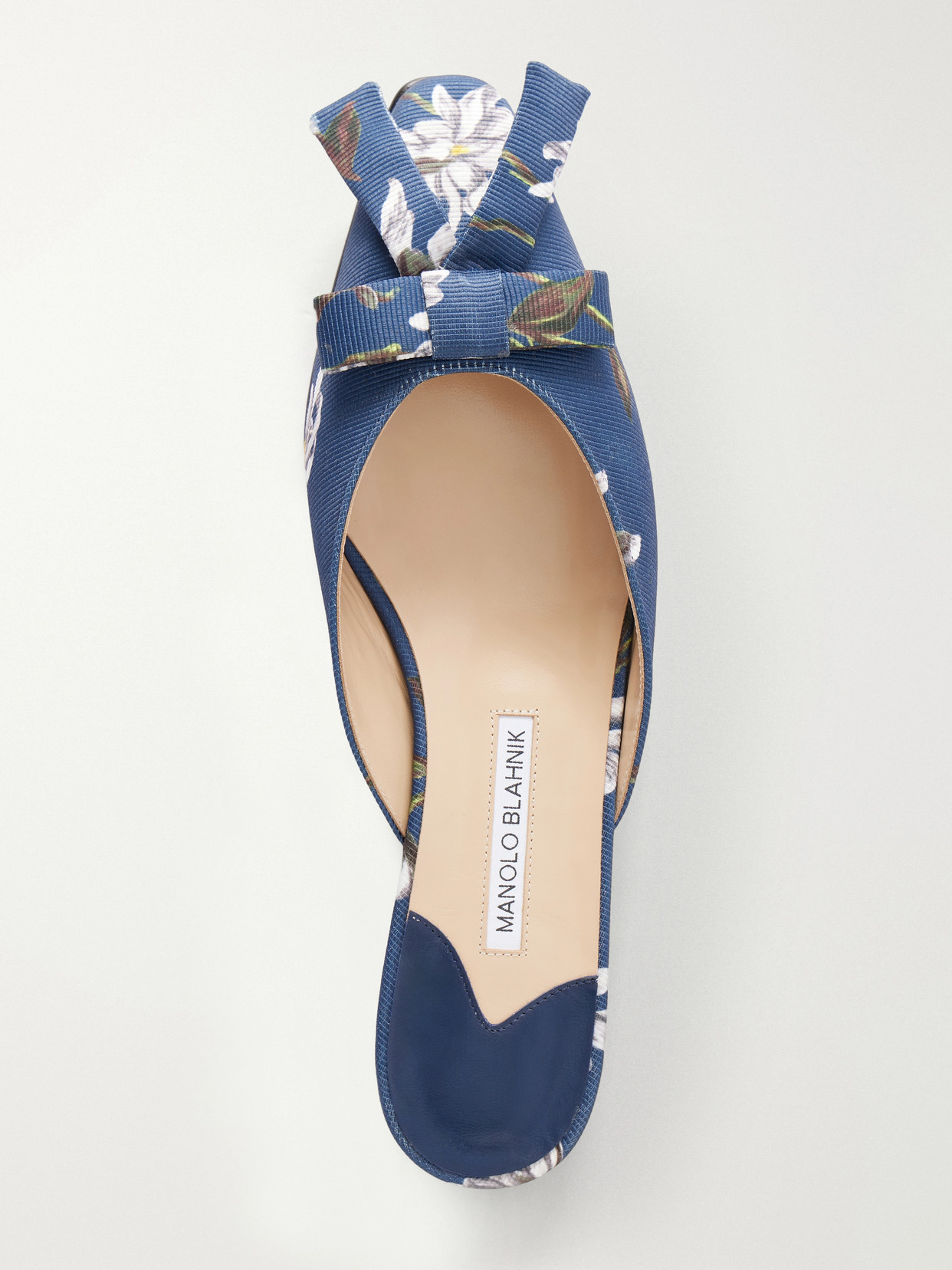 + Emilia Wickstead Bow-Embellished Floral-Print Grosgrain Flats