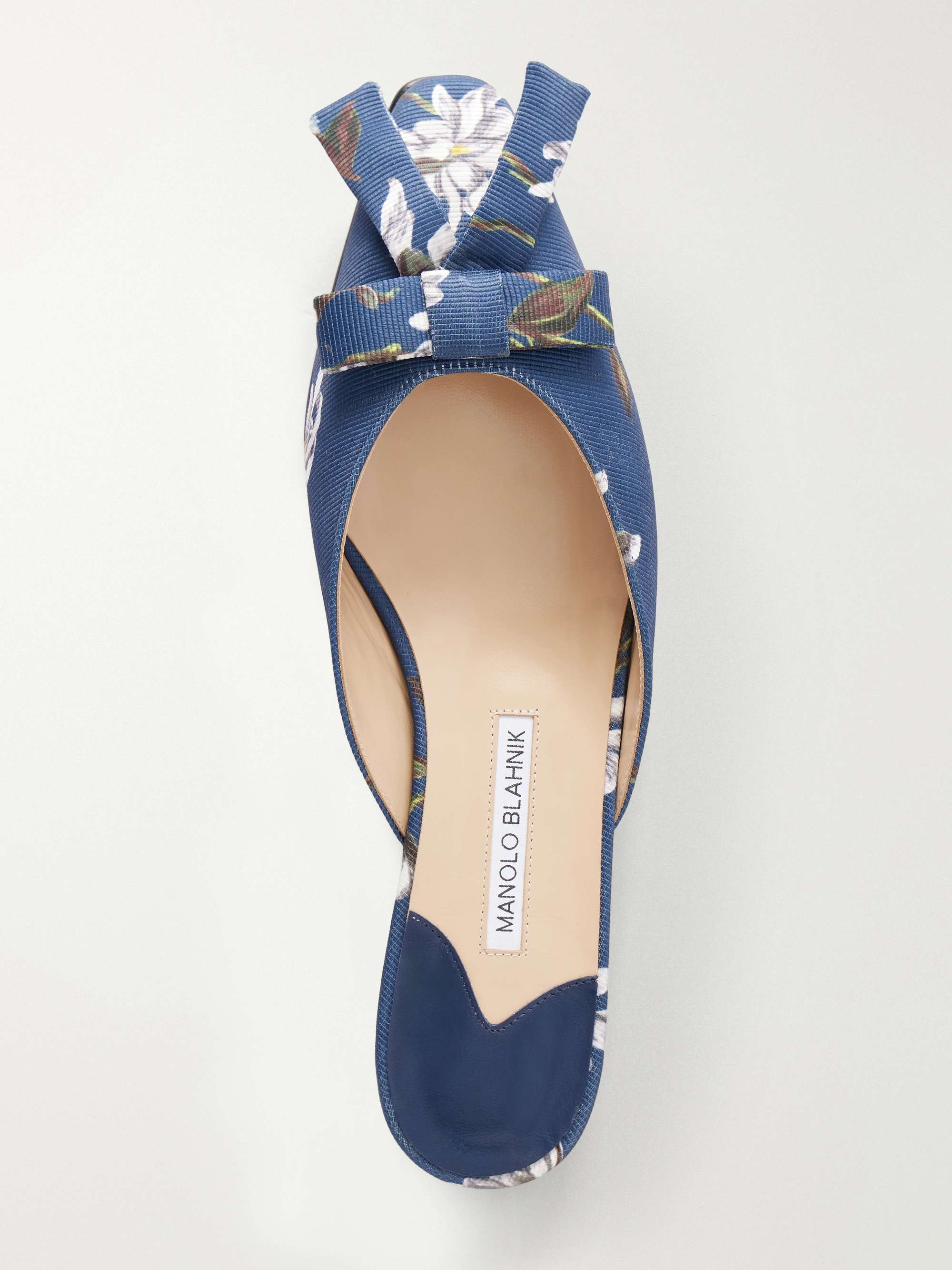 MANOLO BLAHNIK + Emilia Wickstead bow-embellished floral-print