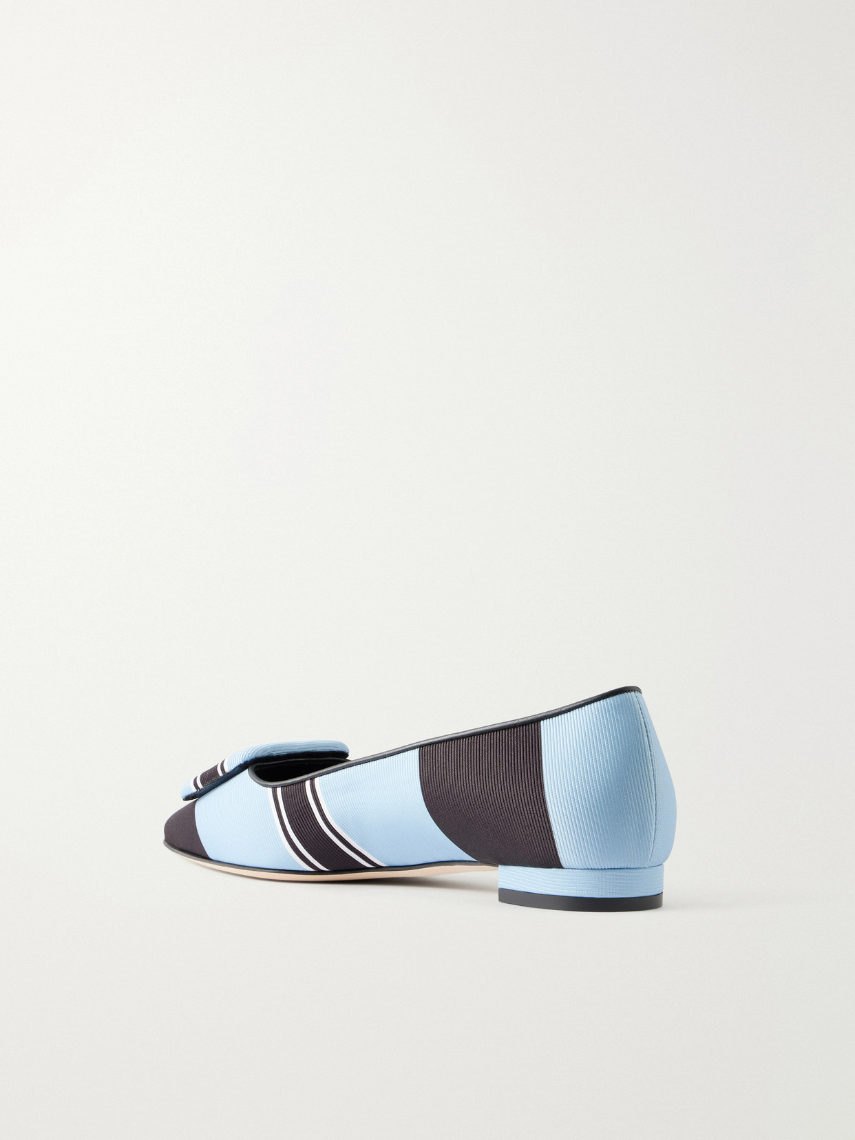+ Emilia Wickstead Maysale Striped Grosgrain Point-Toe Flats