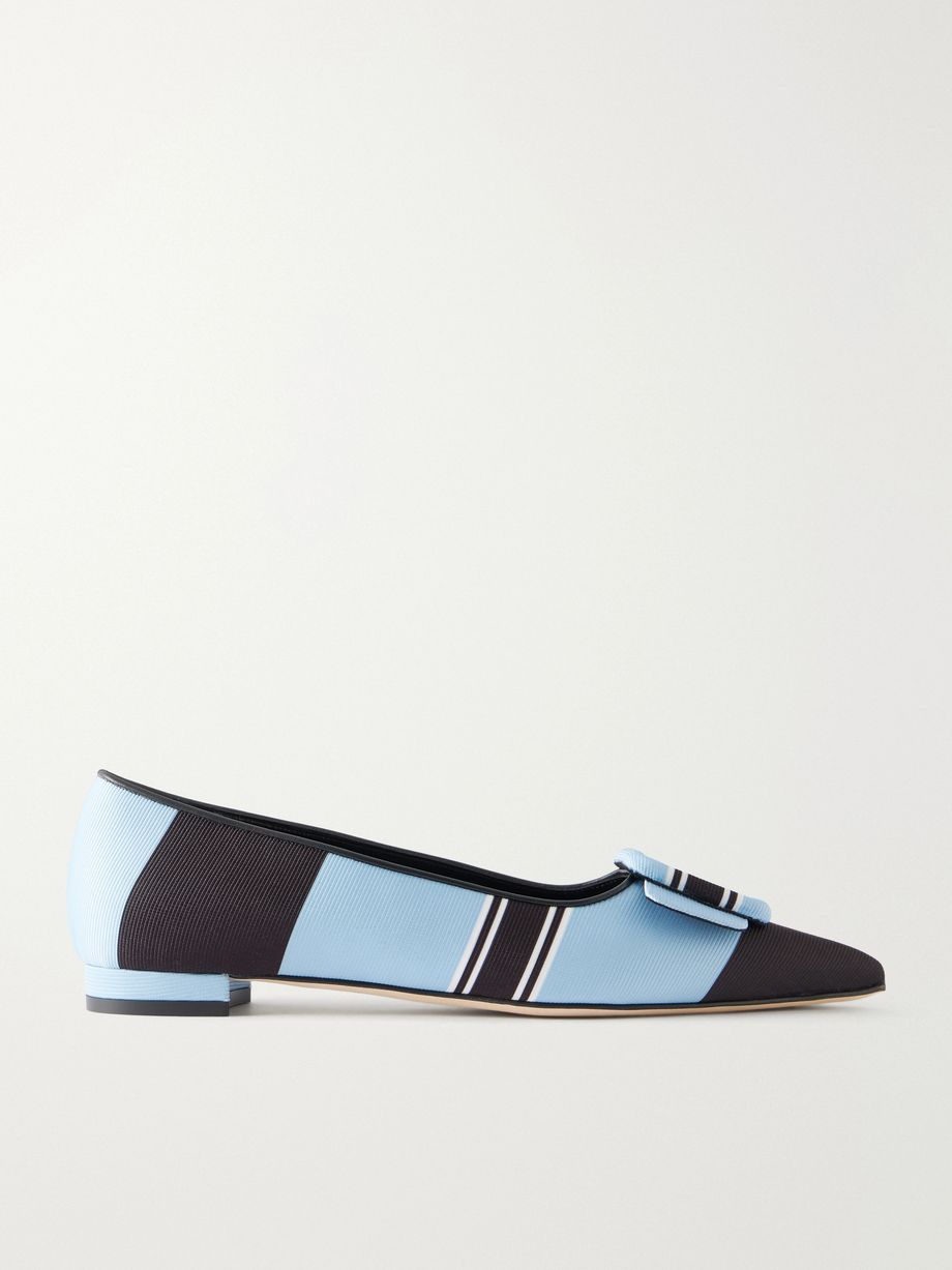 + Emilia Wickstead Maysale striped grosgrain point-toe flats