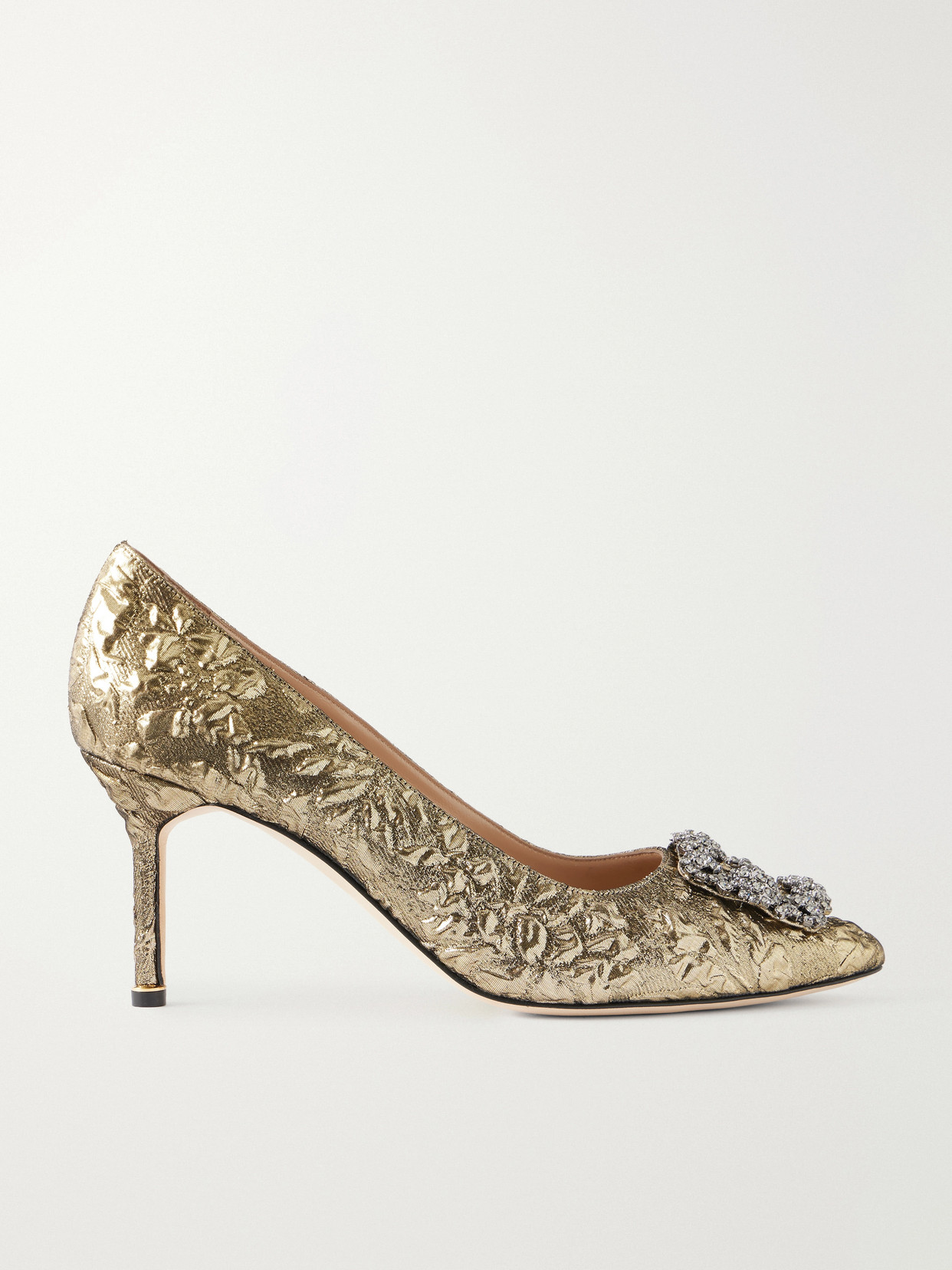 Manolo Blahnik + Emilia Wickstead Hangisi 70 Crystal-embellished Metallic Jacquard Pumps In Gold