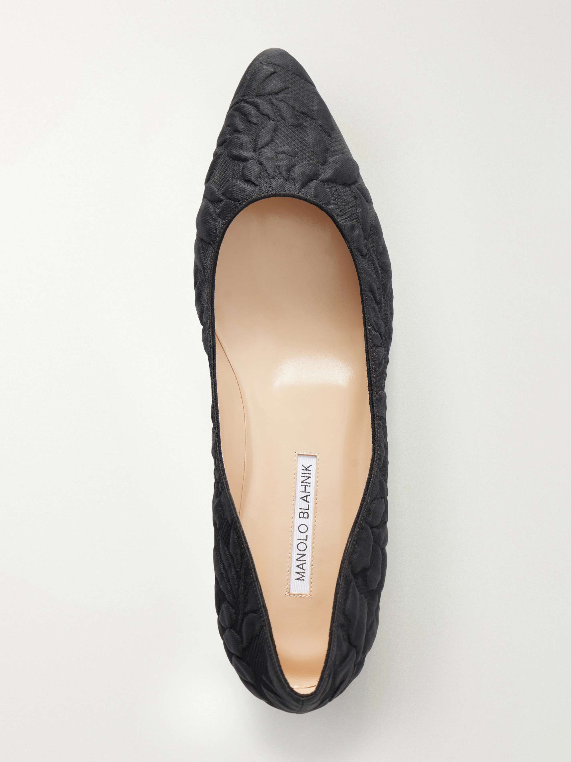 MANOLO BLAHNIK + Emilia Wickstead jacquard point-toe flats | NET-A