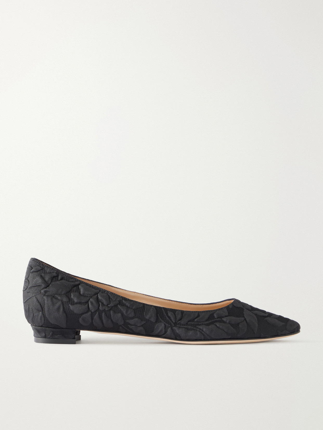 Manolo Blahnik + Emilia Wickstead Jacquard Point-toe Flats In Black