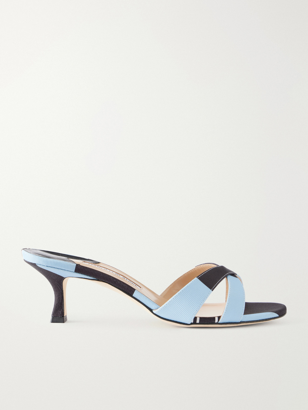 Manolo Blahnik + Emilia Wickstead Callamu 50 Striped Grosgrain Mules In Blue