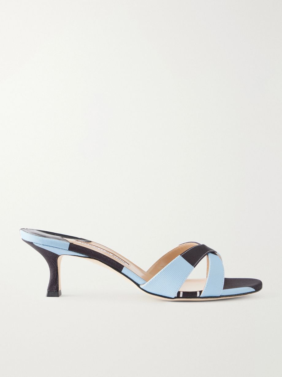 + Emilia Wickstead Callamu 50 striped grosgrain mules