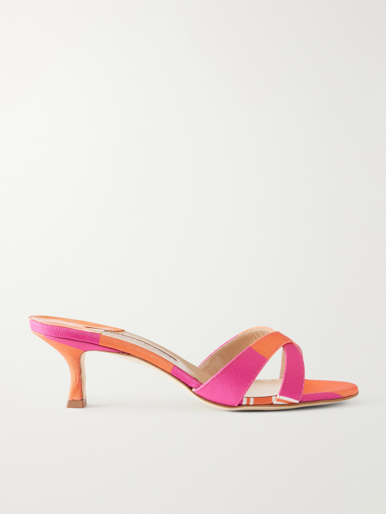 Manolo Blahnik + Emilia Wickstead Callamu 50 Striped Grosgrain Mules In Pink