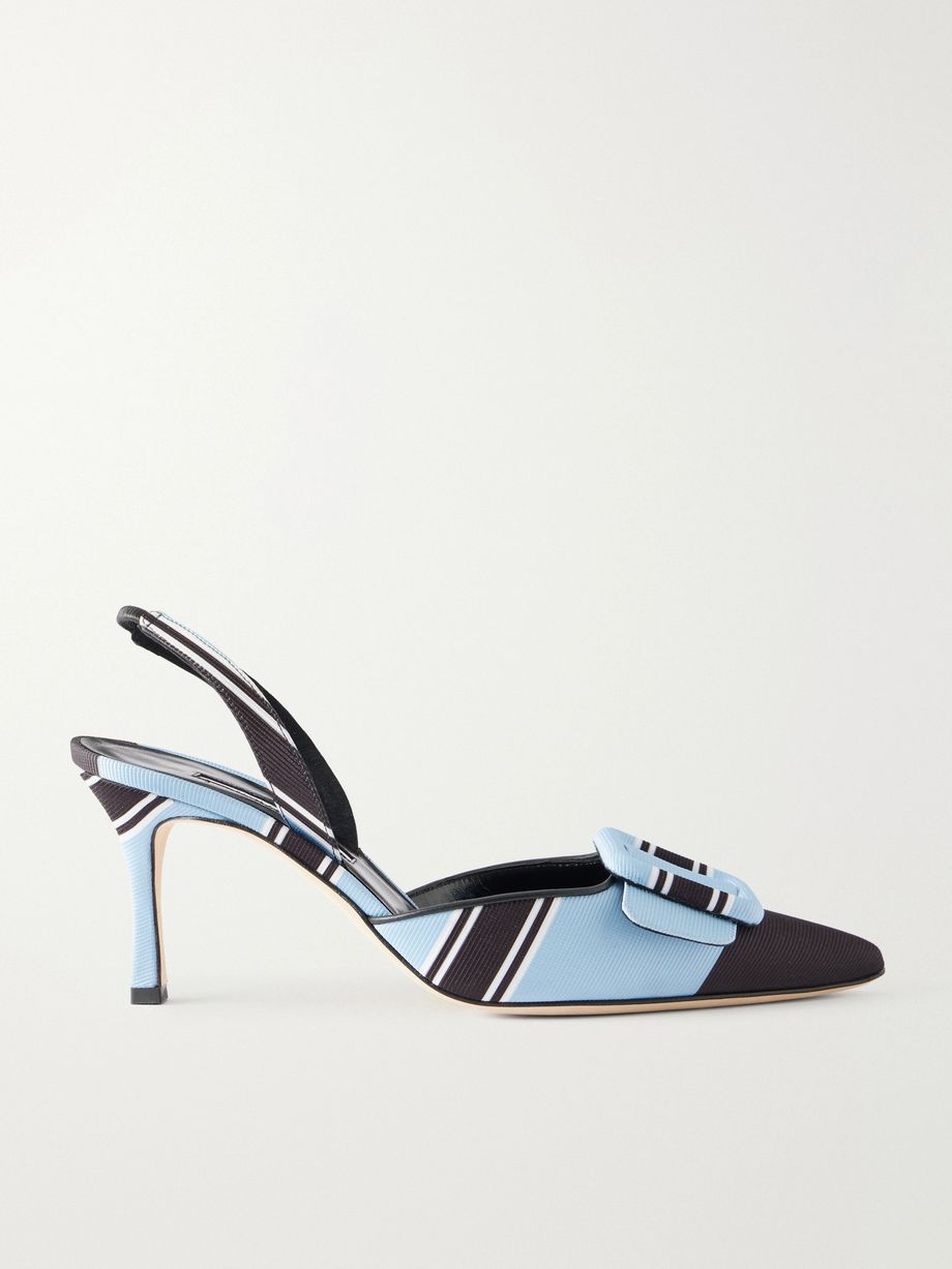 + Emilia Wickstead Maysli 70 striped grosgrain slingback pumps