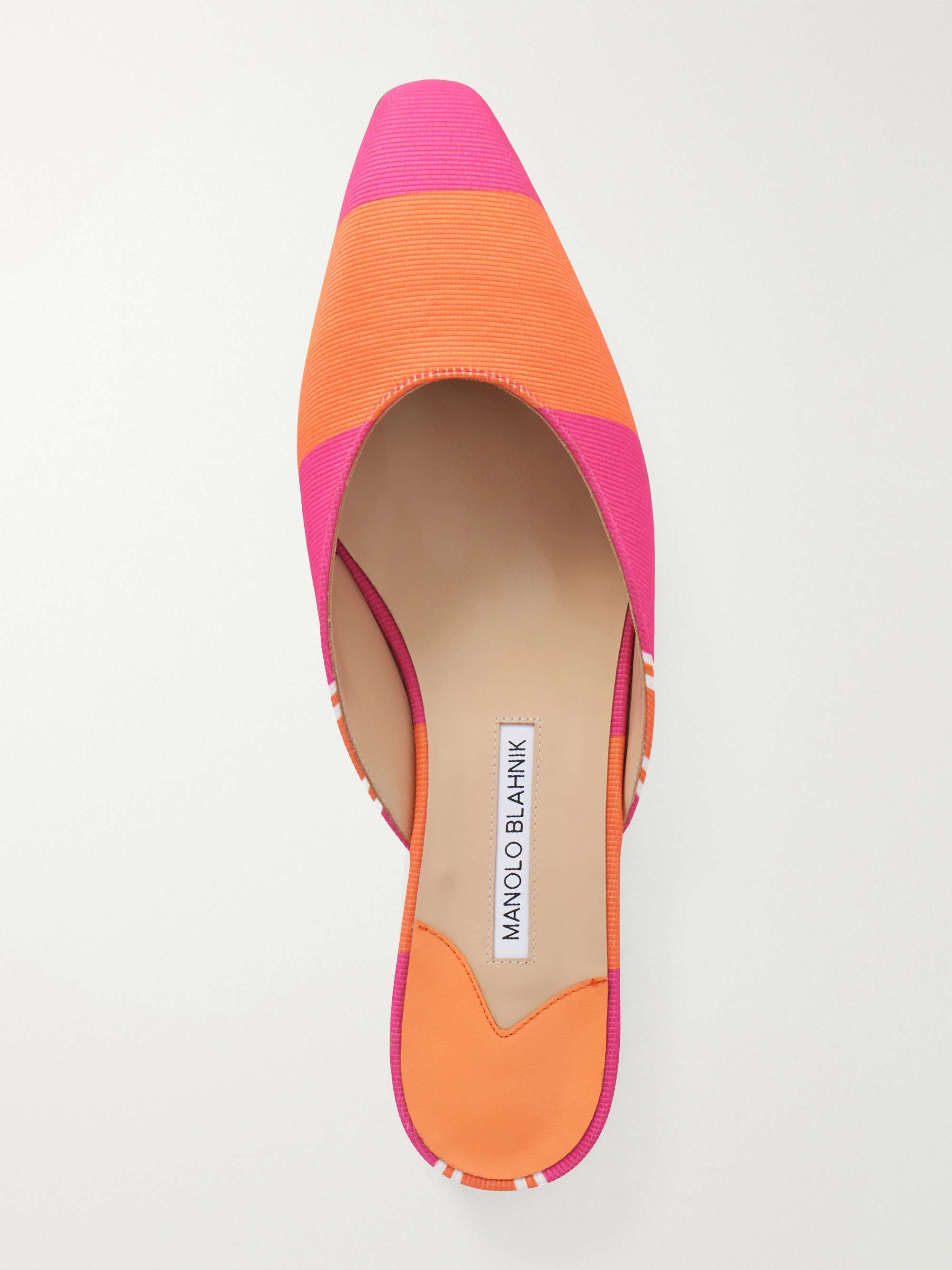 MANOLO BLAHNIK + Emilia Wickstead striped twill mules | NET-A-PORTER