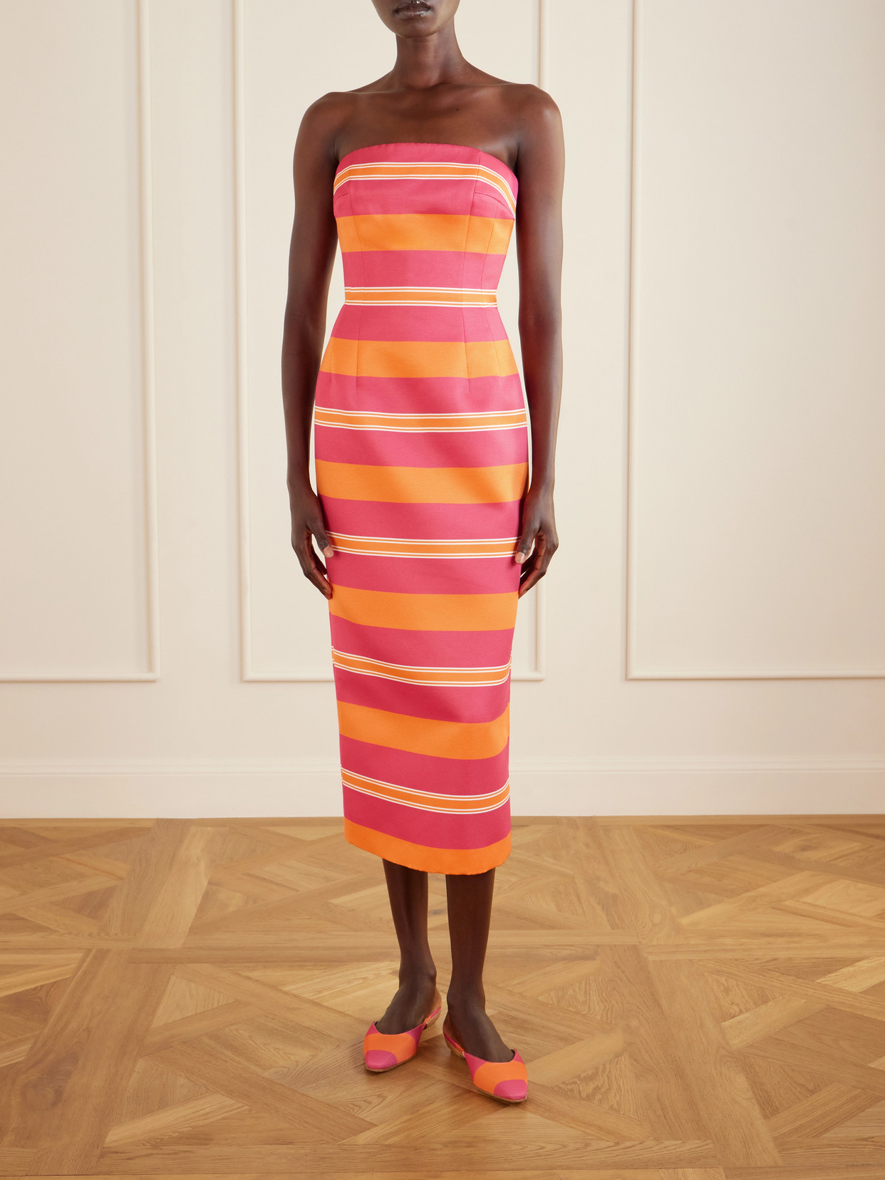 + Emilia Wickstead Striped Twill Mules