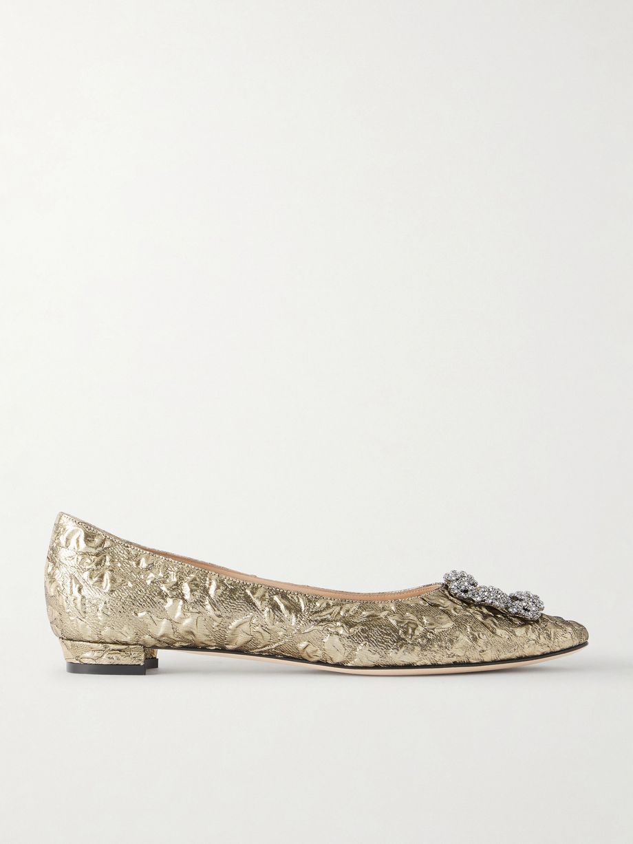 + Emilia Wickstead Hangisi crystal-embellished metallic jacquard ballet flats