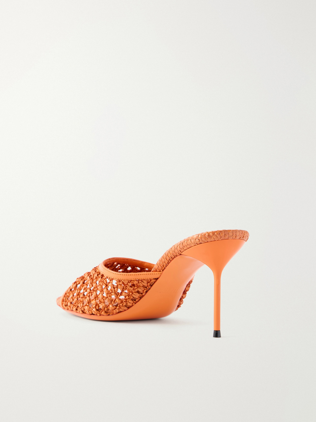 Lidia 70 Leather-Trimmed Straw Mules