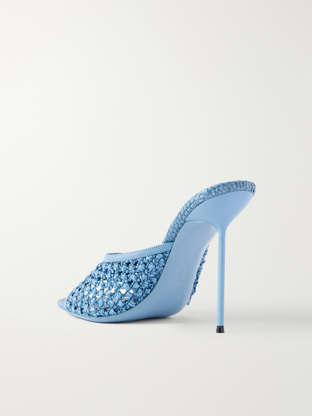 Lidia 105 Leather-Trimmed Straw Mules