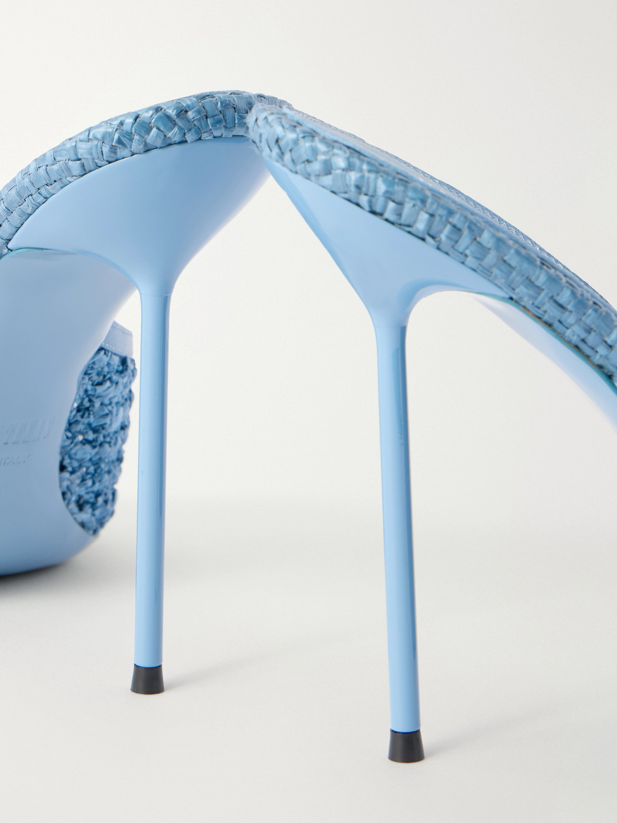 Lidia 105 Leather-Trimmed Straw Mules