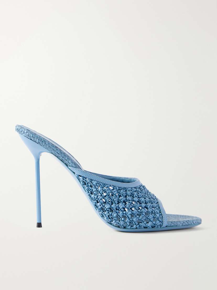 Paris Texas Lidia 105 Leather-trimmed Straw Mules
