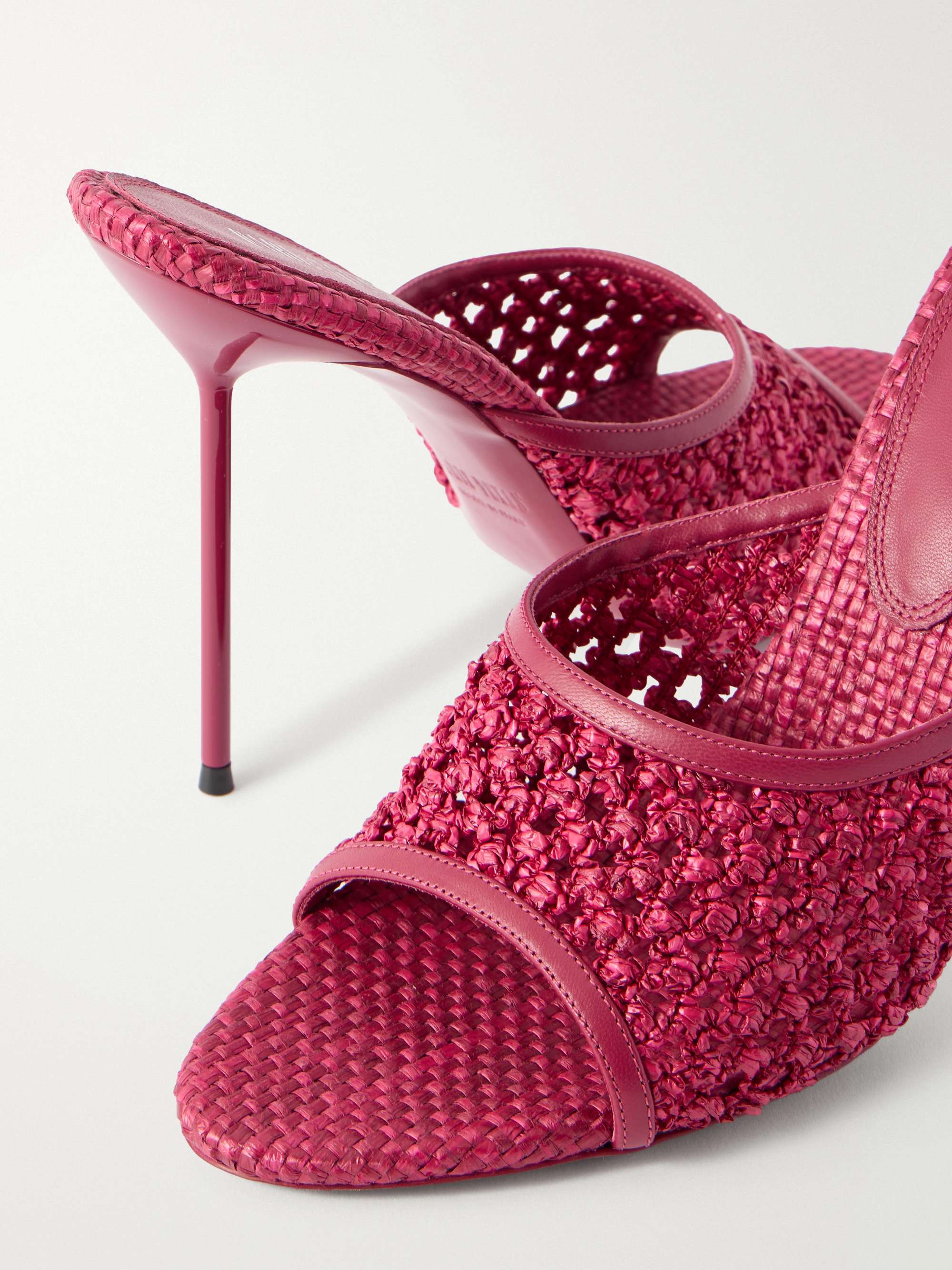 PARIS TEXAS Lidia 105 leather-trimmed straw mules | NET-A-PORTER