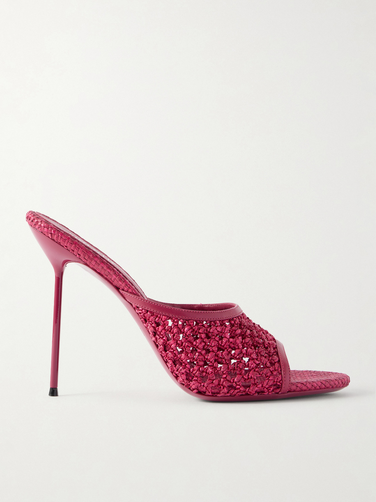 Paris Texas Lidia Leather-trimmed Straw Mules In Multi