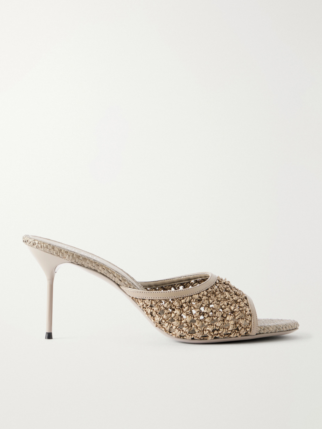 Paris Texas Lidia Leather-trimmed Straw Mules In Multi