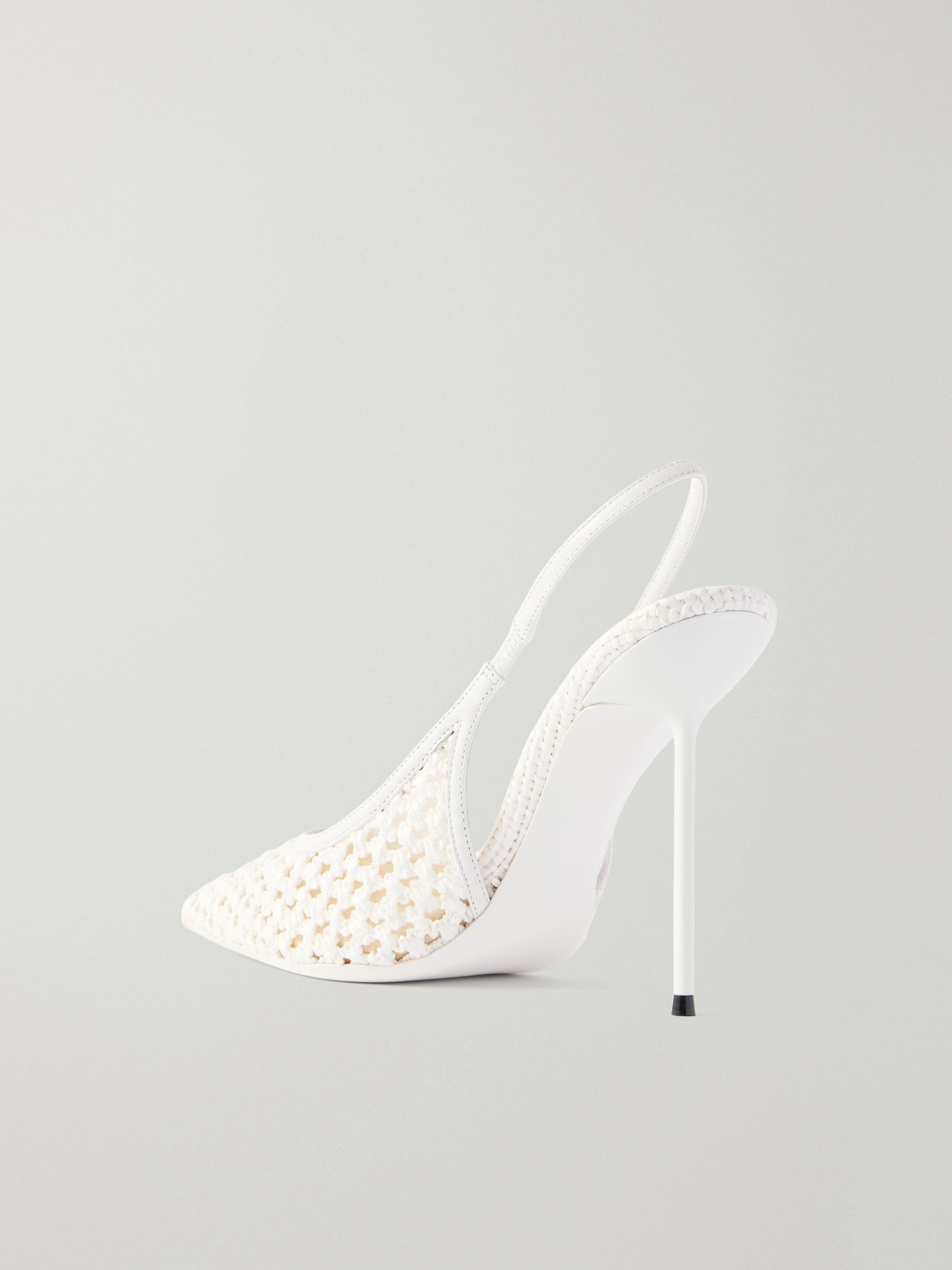 Lidia 105 Leather-Trimmed Straw Slingback