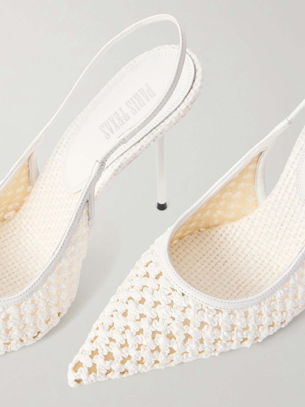 Lidia 105 Leather-Trimmed Straw Slingback