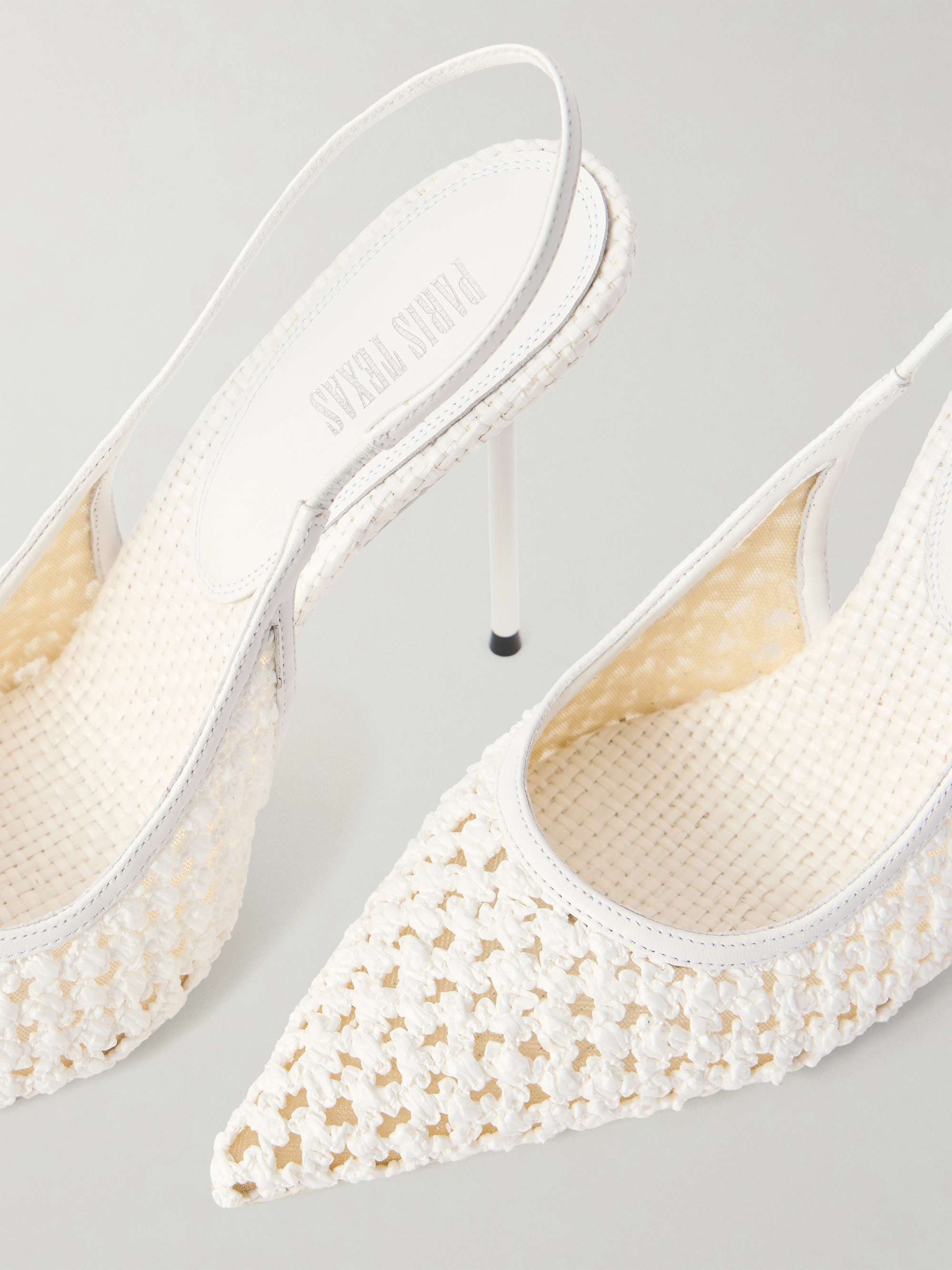 PARIS TEXAS Lidia 105 leather-trimmed straw slingback pumps | NET