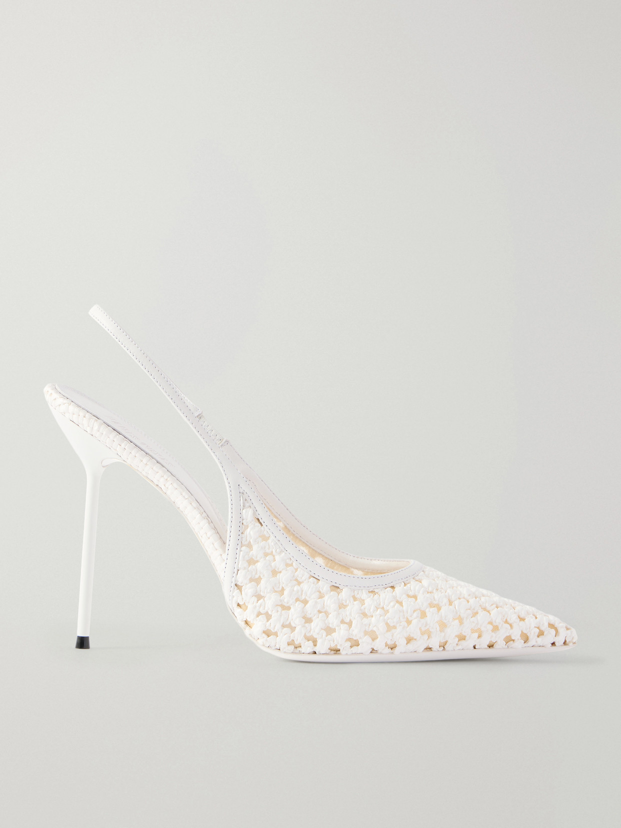 Paris Texas Lidia Leather-trimmed Straw Slingback Pumps In Multi