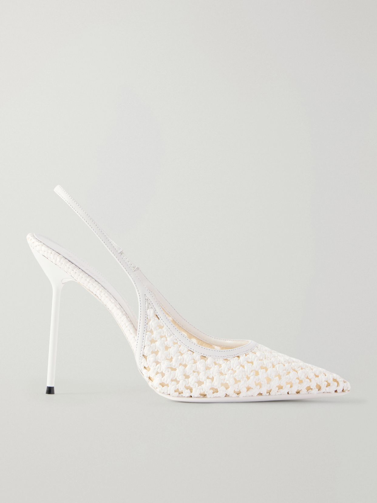 PARIS TEXAS Lidia leather-trimmed straw slingback pumps