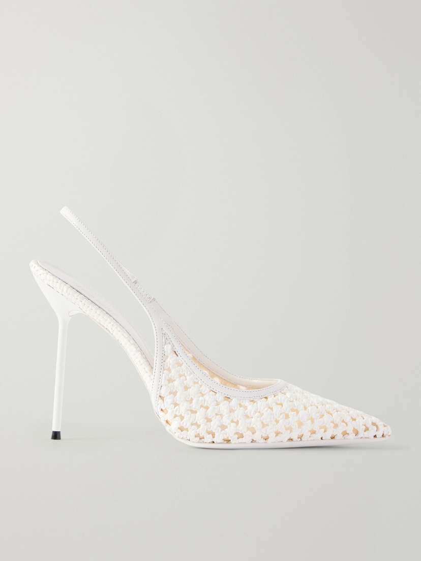 Paris Texas Lidia 105 Leather-trimmed Straw Slingback Pumps