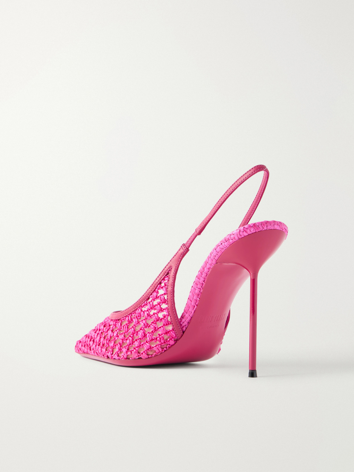 Lidia 105 Leather-Trimmed Straw Slingback