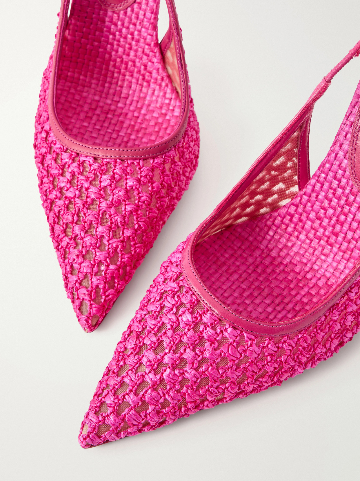 Lidia 105 Leather-Trimmed Straw Slingback