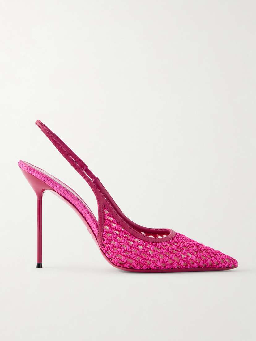 Paris Texas Lidia 105 Leather-trimmed Straw Slingback Pumps