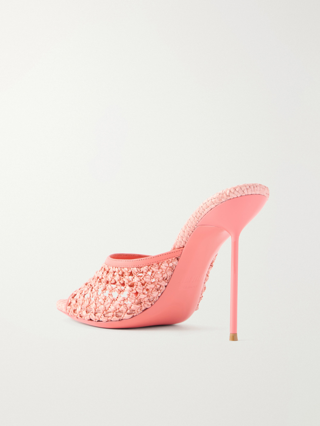 Lidia 105 Leather-Trimmed Straw Mules