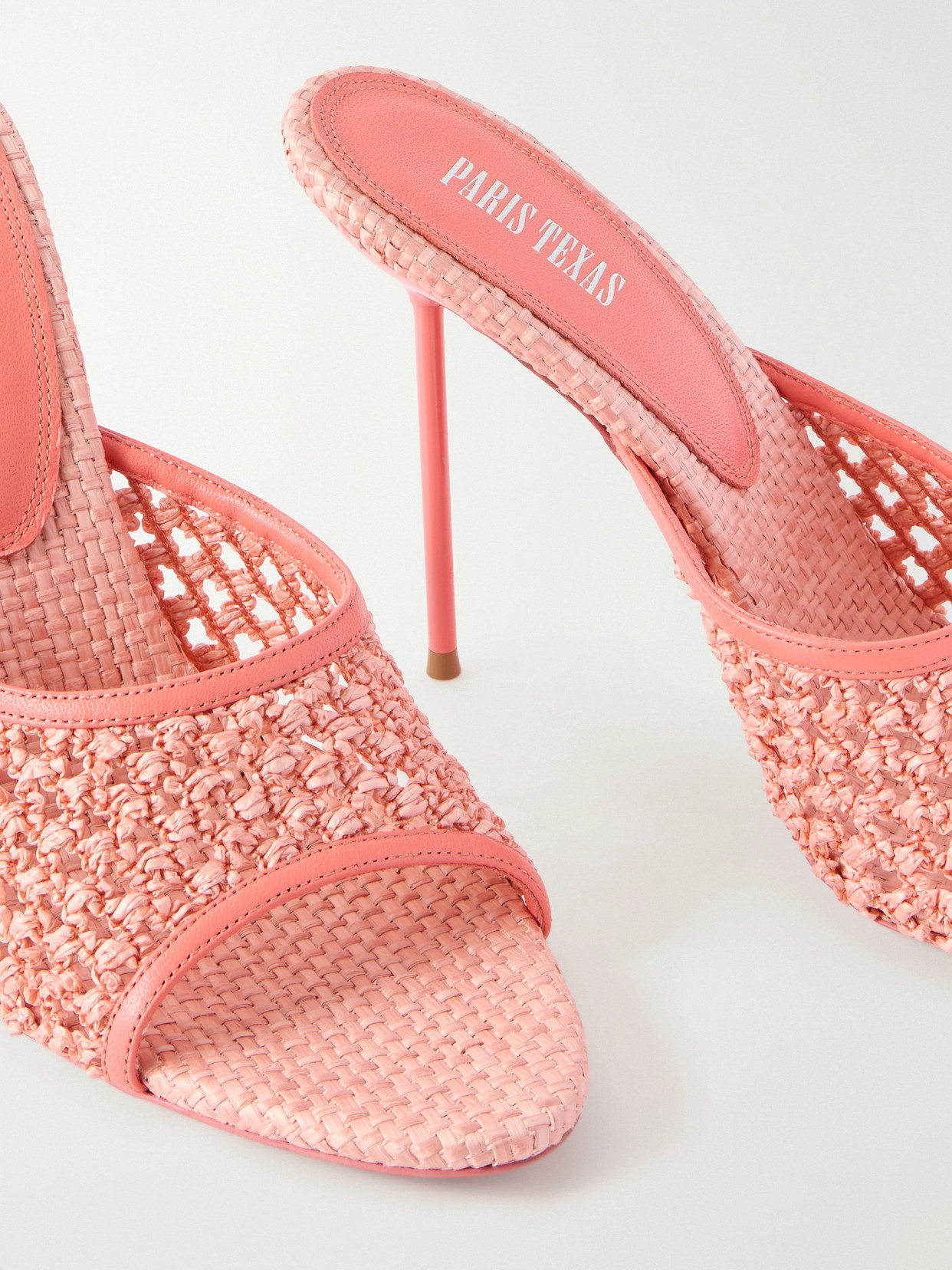 Lidia 105 Leather-Trimmed Straw Mules